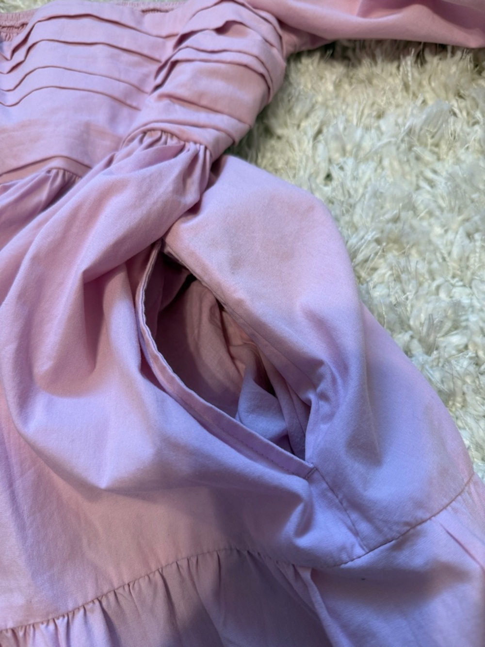 Abercrombie & Fitch Light Pink Puff-Sleeve Tiered Dress - Picture 5 of 5